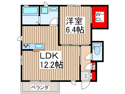 ルーチェII(1LDK/1階)の間取り写真