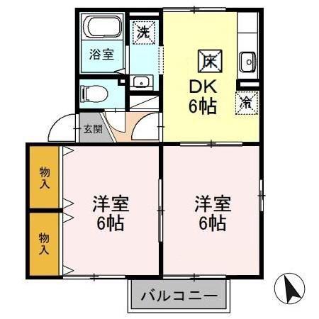 ドミールA/B(2DK/1階)の間取り写真