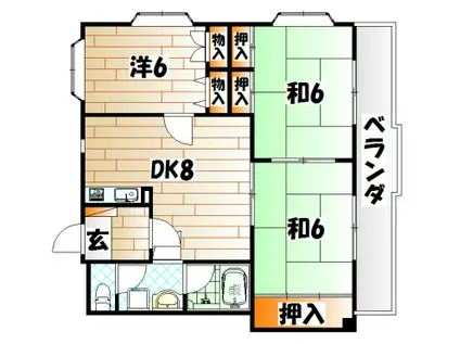 ハイツ赤坂II(3LDK/2階)の間取り写真