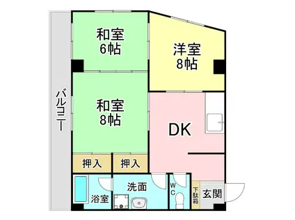 冨安ビル(3DK/5階)の間取り写真