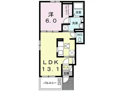 フォー シュラインB(1LDK/1階)の間取り写真