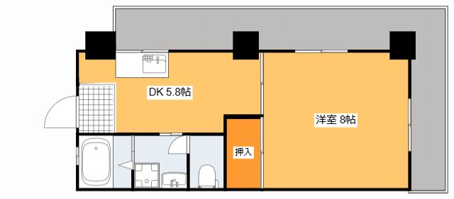 石田コーポ(1DK/3階)の間取り写真