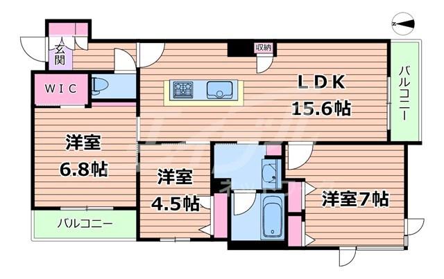 シャーメゾン ウィステリアカーサ(2LDK/2階)の間取り写真
