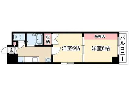 シャトーオオタ(2K/2階)の間取り写真