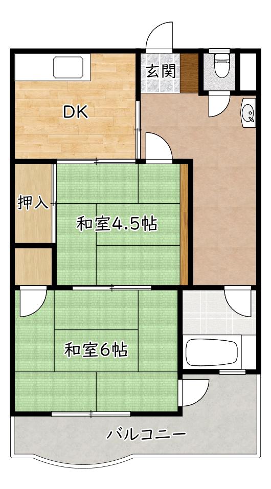 永田マンション(2DK/3階)の間取り写真
