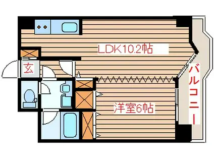 カルロ北目(1LDK/2階)の間取り写真