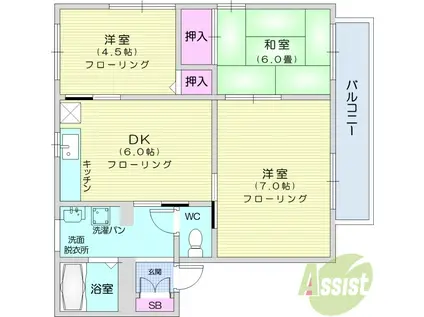 ドミトリーSUZUKI A棟(3DK/2階)の間取り写真