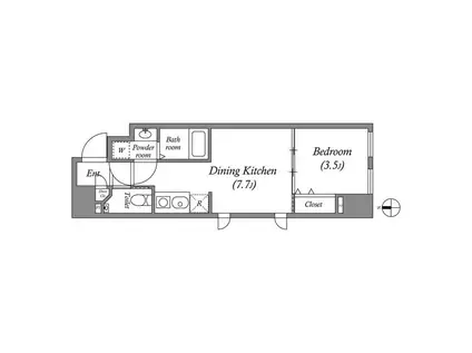 STANDZ京都駅西(1DK/4階)の間取り写真