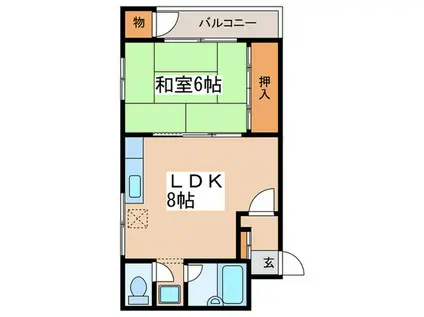 リベルティー大通(1LDK/3階)の間取り写真
