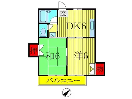メゾンヤマリII(2DK/2階)の間取り写真