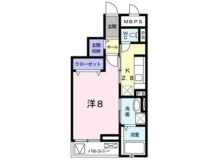 アンジュ グリシーヌ(1K/3階)の間取り写真