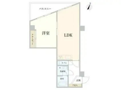 ゾンネンハイム元麻布(1LDK/4階)の間取り写真