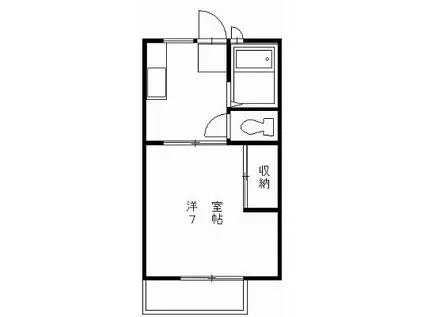 ユーハイツ(1DK/2階)の間取り写真