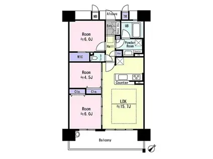 エスリード野洲グラセント(3LDK/12階)の間取り写真
