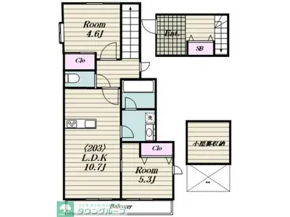 リヴィエール(2LDK/2階)の間取り写真