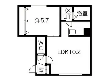 ドゥラル(1LDK/2階)の間取り写真