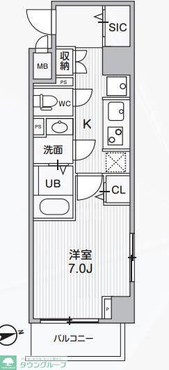 ALIVIS中野(1K/1階)の間取り写真