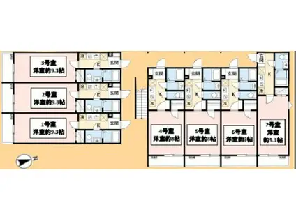 ARIETTA志木(1K/1階)の間取り写真