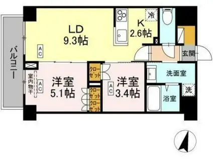 ロイジェント西新井(2LDK/2階)の間取り写真