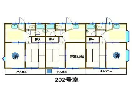 パーク・アヴェニュー(2DK/2階)の間取り写真