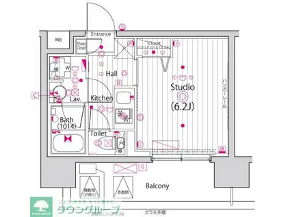 ガーラ・グランディ川口並木(1K/8階)の間取り写真