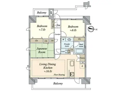 プレサンスロジェ桜山(3LDK/10階)の間取り写真