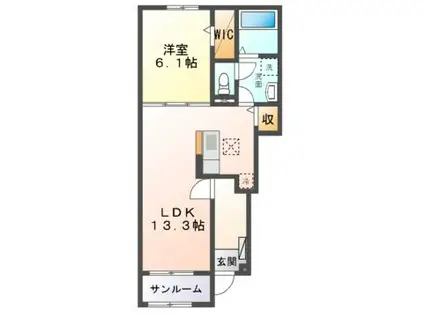 ヘリテージ(1LDK/1階)の間取り写真