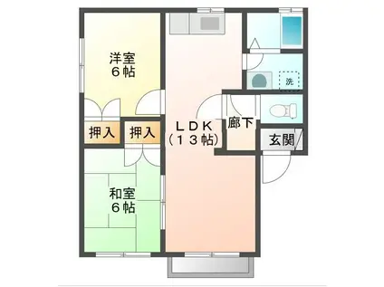 ルミネハイツII(2LDK/1階)の間取り写真