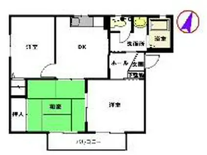 リバティヒルズA(3DK/1階)の間取り写真