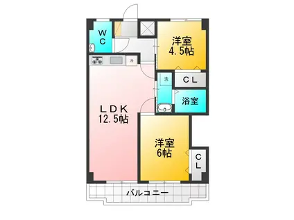 ホワイトプラザ(2LDK/3階)の間取り写真