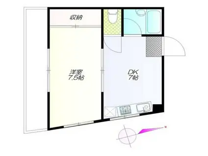 Y・Kビル(1DK/3階)の間取り写真