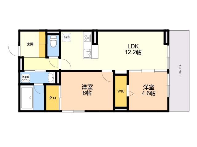 リヴィエール友丘(2LDK/2階)の間取り写真