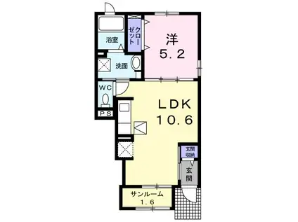 シャルマン中志津(1LDK/1階)の間取り写真