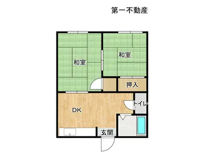 ハイツロクバンカン(2DK/1階)の間取り写真