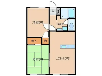 ディアス四季彩(2LDK/1階)の間取り写真