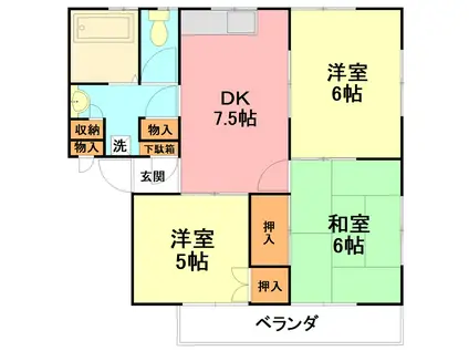 新倉ハイツ(3DK/2階)の間取り写真