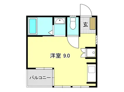 ヴィラ鏡川(ワンルーム/3階)の間取り写真