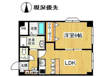 ラル・シティ大野目(1LDK/2階)の間取り写真