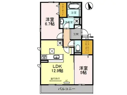 CASAFELICE(2LDK/1階)の間取り写真