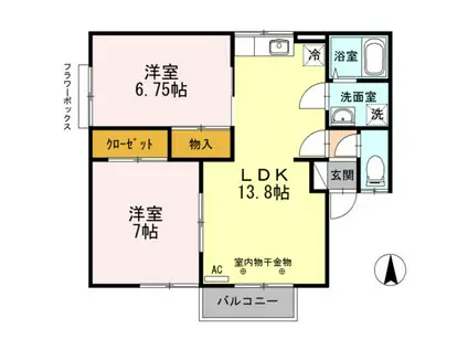 エルドラード ユキ(2LDK/2階)の間取り写真