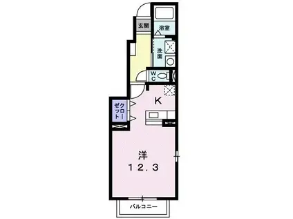 ソーレプリートS(1K/1階)の間取り写真