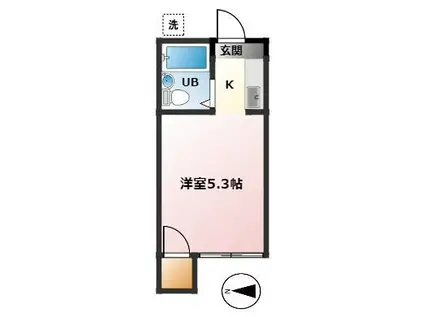 ジュネス松ヶ丘(ワンルーム/2階)の間取り写真