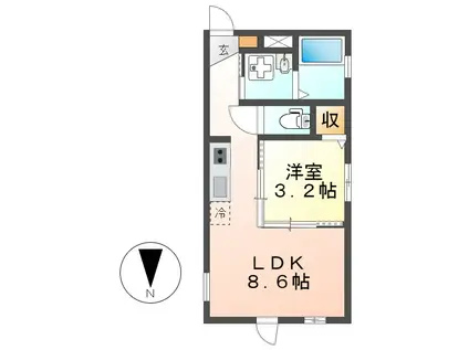 ノア名駅南(1LDK/2階)の間取り写真