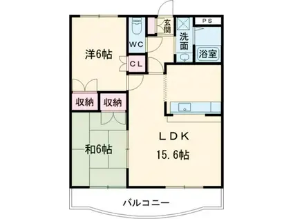 プロミネント伊勢中川 II(2LDK/3階)の間取り写真