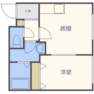 カステル美園(1LDK/1階)の間取り写真