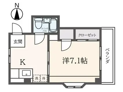 サンライフ矢野口(1K/4階)の間取り写真