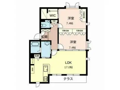 オーキッドコート大久保(2LDK/1階)の間取り写真