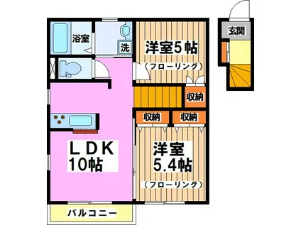 アンソレーユK(2LDK/2階)の間取り写真