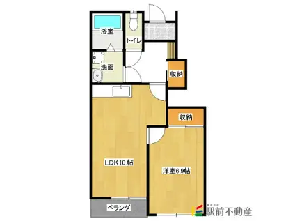 メゾンルミエールK&K(1LDK/1階)の間取り写真