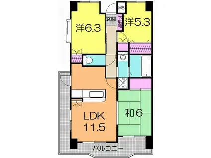 エスペランサ(3LDK/1階)の間取り写真